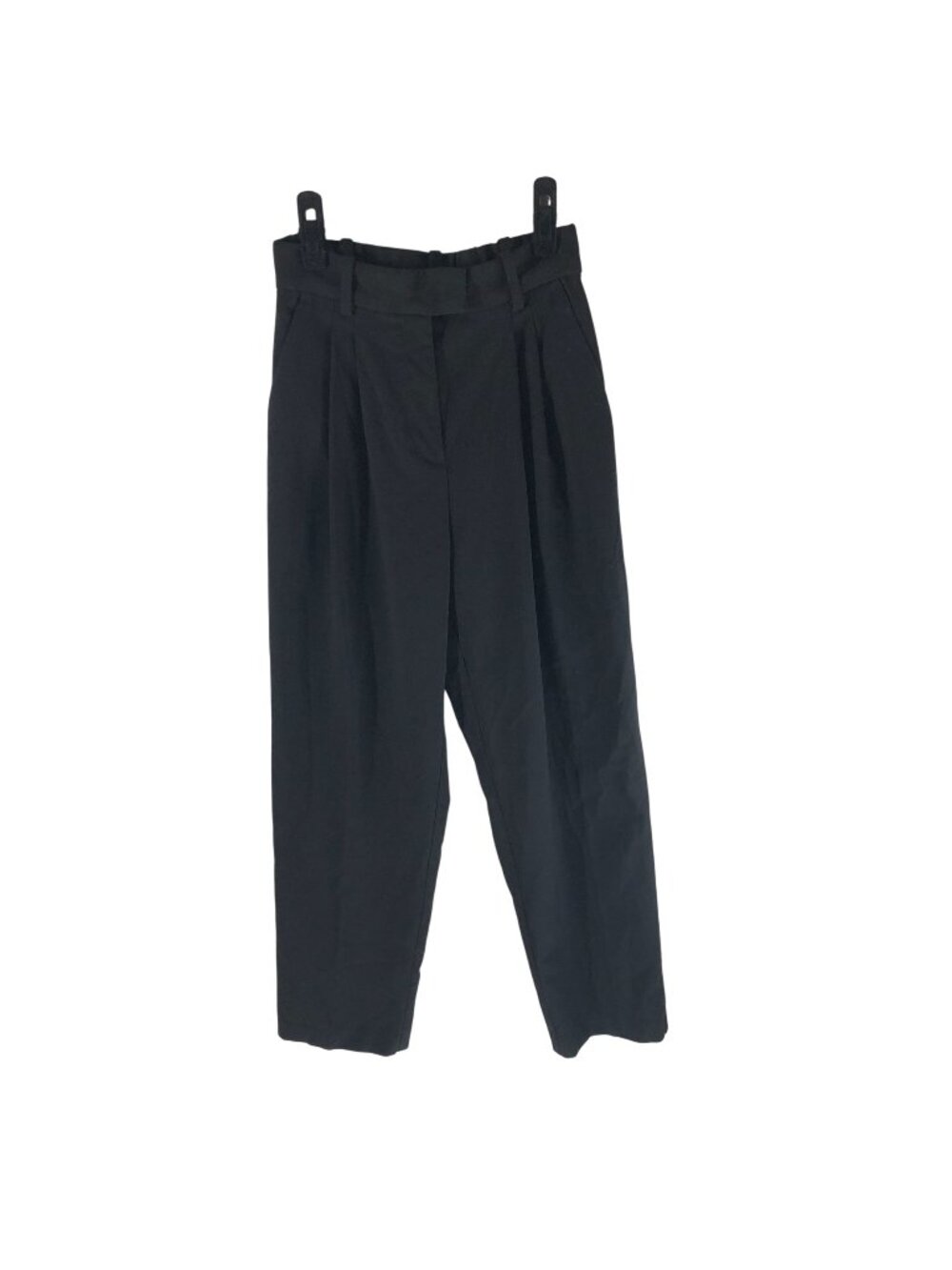 H&M Black High-Waisted Tapered Pants US 2 With Front Pleats